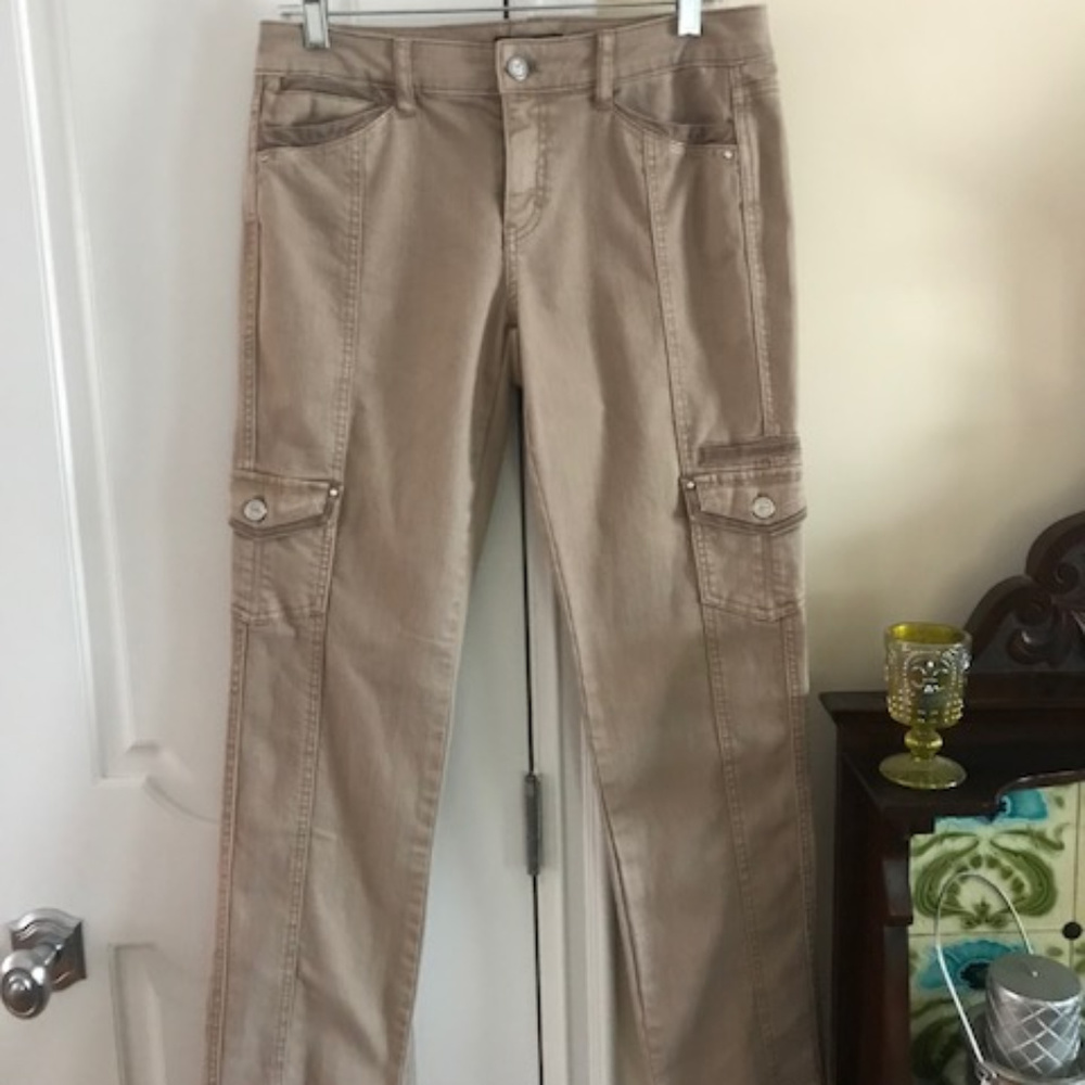 WHBM Latte Blanc Slim Ankle Utility Jeans